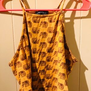 Forever 21 Plus Saffron crop top with Elephants